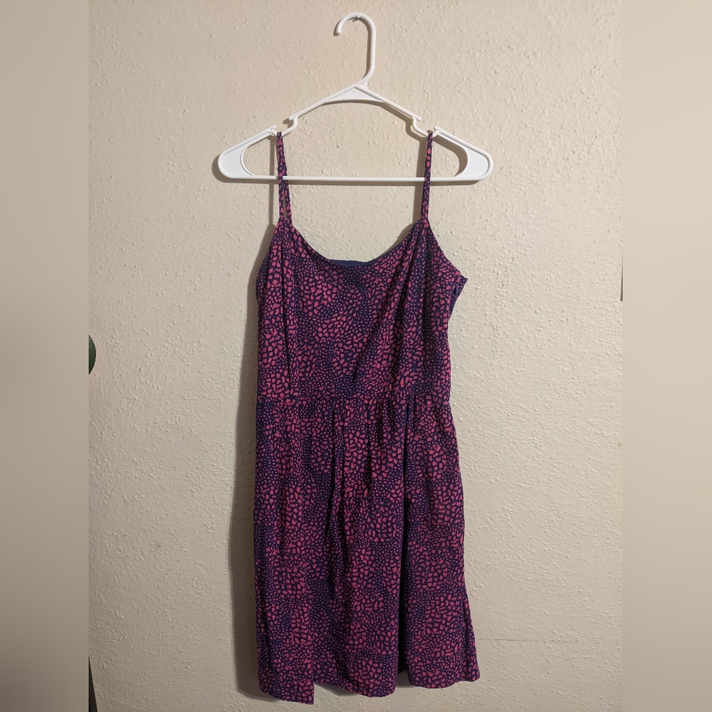 Pink and blue patterned Gap spaghetti strap dress- size small